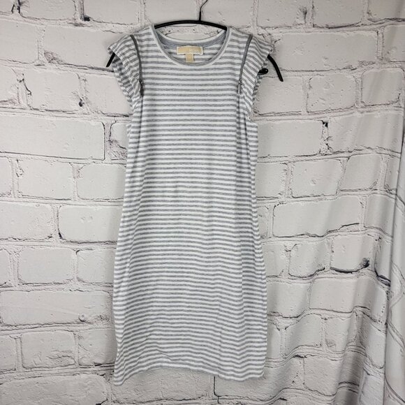 Michael Kors Womens XS Grey Striped Knit‎ Sleeveless Dress Casual wedding Guest - Picture 1 of 5